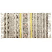 玄関マット 48×83cm 室内 ブロックプリント イエロー 12223875281