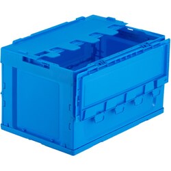 CNT-CV50BL [折りたたみ コンテナ 50L 軽量 コンパクト ロックふた付 収納ケース 収納ボックス 青 ブルー]