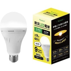 防災LED電球 単色版（昼白色） バッテリー・停電感知センサー内蔵 停電時点灯時間最大9時間 9W・60W形相当 E26口金 FF-01D-W