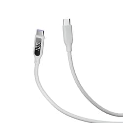 シリコンケーブル USB-C to USB-C 1m タッチボタン付きディスプレイ PD100W対応 ホワイト CIO-SL-SC-V2-CC1-WH