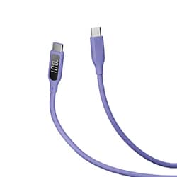 シリコンケーブル USB-C to USB-C 1m タッチボタン付きディスプレイ PD100W対応 パープル CIO-SL-SC-V2-CC1-PP