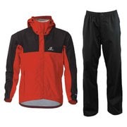 メンズブレステックレインスーツ メンズ レインウェア上下セット レッド×ブラック(056009) Oサイズ ODS97030