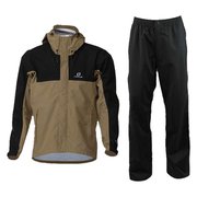 メンズブレステックレインスーツ メンズ レインウェア上下セット ベージュ×ブラック(256009) Sサイズ ODS97030