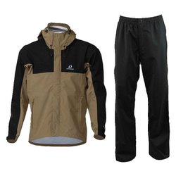 メンズブレステックレインスーツ メンズ レインウェア上下セット ベージュ×ブラック（256009） Lサイズ ODS97030
