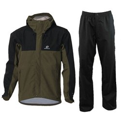 メンズブレステックレインスーツ メンズ レインウェア上下セット カーキ×ブラック（389009） Oサイズ ODS97030