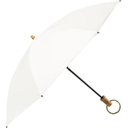 折りたたみ傘 婦人用 晴雨兼用 ピーチドロップ遮光2段ミニバンブーリング 50cm 手開き 遮光・遮熱 超撥水 オフホワイト 25042