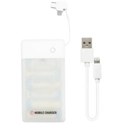乾電池式充電器 1台4役（Lightning/Type-C/microUSB/USB out）＋LEDライト 乾電池6本付属 BJ-MUSB6A WH