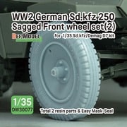 DW30077 1/35 WWII ドイツ Sd.Kfz.250 装甲ハーフトラック/デマーグD7 1tハーフトラック 自重変形タイヤセット #2 （汎用） [プラモデル用パーツ]