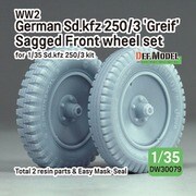 DW30079 1/35 WWII ドイツ Sd.Kfz.250/3 グライフ 自重変形タイヤセット （汎用） [プラモデル用パーツ]