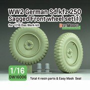 DW16006 1/16 WWII ドイツ Sd.Kfz.250 装甲ハーフトラック 自重変形タイヤセット #1 （ダスヴェルク用） [プラモデル用パーツ]