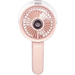ハンディファン ミストファン 携帯扇風機 折り畳み 3段階風量調節 首掛け ストラップ付き FOLDING MIST FAN PINK