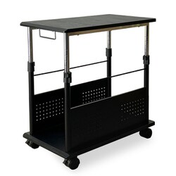 上下昇降 パソコンワゴン L字デスク 黒木目 PJC-7201-BK