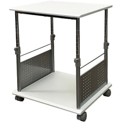 デスク下収納可能 上下昇降 プリンターワゴン 白木目 PJC-7203-WH
