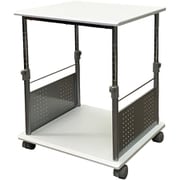 デスク下収納可能 上下昇降 プリンターワゴン 白木目 PJC-7203-WH