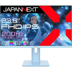 ゲーミングモニター/23.8型/フルHD（1920×1080）/IPS（HIS）パネル/非光沢/HDR400相当/200Hz/0.5ms（MPRT）/HDMI×2 DP×1/スピーカー内蔵/2年保証/ベイビーブルー JN-IPS238G200F-HSP-BB