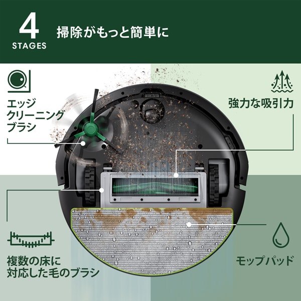 アイロボット ロボット掃除機 Roomba 105 Combo ロボット ブラック Y311060 掃除がもっと簡単に