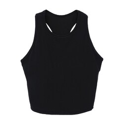 ソフトリブタンクトップ レディース フィットネス ヨガ シャツ ブラック（03） サイズ1（M-Lサイズ） B1952JUB007
