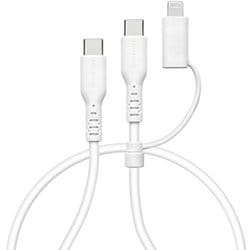 Type-C to Type-C 柔らかシリコンケーブル 1.0m Type-C to Lightning変換アダプタ付き ホワイト R10CACCCL3A01WH