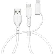 Type-A to Type-C 柔らかシリコンケーブル 1.0m Type-C to Lightning変換アダプタ付き ホワイト R10CAACCL3A01WH