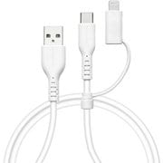 Type-A to Type-C 柔らかシリコンケーブル 2.0m Type-C to Lightning変換アダプタ付き ホワイト R20CAACCL3A01WH
