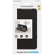 Google Pixel 9a用 ケース レザー カバー 手帳型 マグネット フラップ 衝撃吸収 磁力装着ワイヤレス充電対応 スタンド機能付 MAGKEEP ブラック PM-P251PLFMGBK
