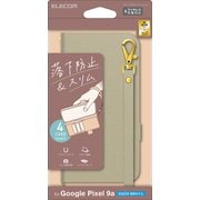 Google Pixel 9a用 ケース レザー カバー 手帳型 マグネット フラップ 衝撃吸収 ワイヤレス充電可 ストラップホール付 スタンド機能付 ハンドストラップ付 グレージュ PM-P251PLFY4GB