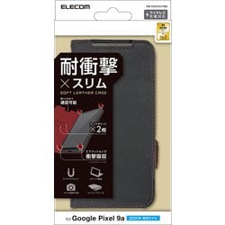 Google Pixel 9a用 ケース レザー カバー 手帳型 マグネット フラップ 衝撃吸収 ワイヤレス充電可 ストラップホール付 スタンド機能付 ブラック PM-P251PLFYBK