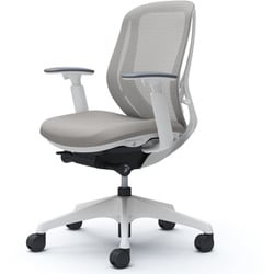 【完成品】 Sylphy（シルフィ） ライトグレー【ローバック メッシュタイプ アジャストアーム付 ホワイトボディ 樹脂脚 ナイロンキャスター】 C681XW FMR3
