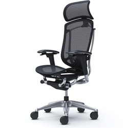 【完成品】 Contessa seconda（コンテッサセコンダ） ブラック【エクストラハイバック 大型固定ヘッドレスト メッシュ アジャストアーム ポリッシュフレーム ブラックボディ ランバー付 ハンガー無 ナイロンキャスター】 CC85BS FPG1