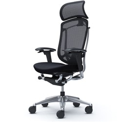【完成品】 Contessa seconda（コンテッサセコンダ） ブラック【エクストラハイバック 大型固定ヘッドレスト クッション アジャストアーム ポリッシュフレーム ブラックボディ ランバー付 ハンガー無 ナイロンキャスター】 CC87BS FPC1