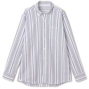 スーツ屋の仕立てたカジュアルシャツ サッカーストライプボタンダウンシャツ（グレー/L） 5SLWSH2