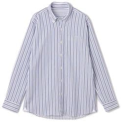 スーツ屋の仕立てたカジュアルシャツ サッカーストライプボタンダウンシャツ（ブルー/L） 5SLWSH1