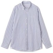スーツ屋の仕立てたカジュアルシャツ サッカーストライプボタンダウンシャツ（ブルー/LL） 5SLWSH1