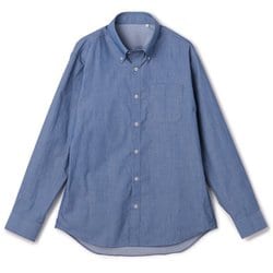 スーツ屋の仕立てたカジュアルシャツ デニムライク ボタンダウンシャツ（ブルー/LL） 5SLWSH4