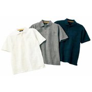 958057003 安心ポケット付き編地柄ポロシャツ3色組 LLサイズ 3P fr958057
