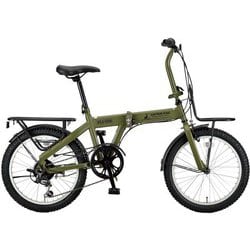 折りたたみ自転車 ワイルドクルー FDB206 20インチ 外装6段変速 前後泥除け標準装備 マットカーキ YG-1545