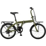 折りたたみ自転車 ワイルドクルー FDB206 20インチ 外装6段変速 前後泥除け標準装備 マットカーキ YG-1545