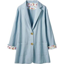 961785005 麻入りトラベルテーラージャケット Lサイズ サックス fr961785