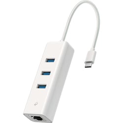 USB Type-C 3ポートハブ＆ギガビット 有線LANアダプター プラグ＆プレイ 1年保証 UE330C JP