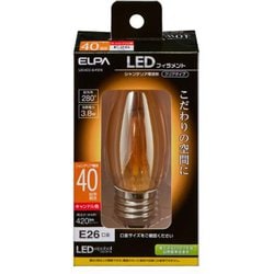 フィラメントLED電球 シャンデリアCC E26口金 40形相当 キャンドル色 LDC4CC-G-F373