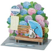 初夏カード アジサイとバス停 484199
