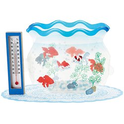 サマーカード 温度計付き金魚鉢 110604