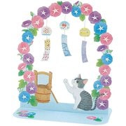 サマーカード 朝顔のアーチにネコ 111261