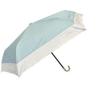 折りたたみ傘 晴雨兼用 バイカラー・レザー手元 55cm 手開き式 一級遮光 ミント 6709MT