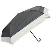 折りたたみ傘 晴雨兼用 バイカラー・レザー手元 55cm 手開き式 一級遮光 ブラック 6709BK