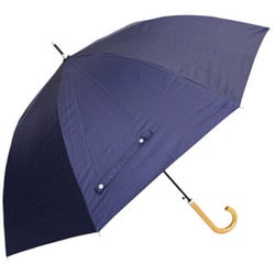 日傘 長傘 晴雨兼用 無地・木手元 60cm ジャンプ式 一級遮光 内側黒コーティング加工 UPF50＋ ネイビー 2132NV