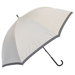 日傘 長傘 婦人用 晴雨兼用 グログランボーダー 55cm 手開き式 一級遮光 内側黒コーティング加工 UV99.9％カット UPF50＋ 親骨グラスファイバー オフ白 6717OF