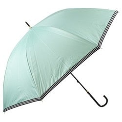 日傘 長傘 婦人用 晴雨兼用 グログランボーダー 55cm 手開き式 一級遮光 内側黒コーティング加工 UV99.9％カット UPF50＋ 親骨グラスファイバー サックス 6717SC