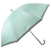 長傘 婦人用 晴雨兼用 グログランボーダー 55cm 手開き式 一級遮光 サックス 6717SC