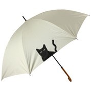 長傘 婦人用 晴雨兼用 ねこシルエット 55cm 手開き式 一級遮光 オフ白 6712OF